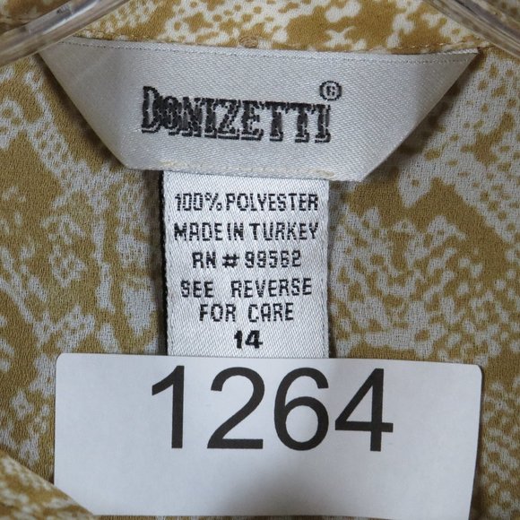 Donizetti* Women's Long Sleeve Button Down Curved Hem Snake Print Blouse~Size 14 - Picture 4 of 9